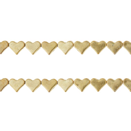 12 Pack: Gold Metal Heart Beads, 6mm by Bead Landing&#x2122;